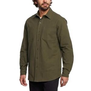 WOOLRICH 100% Cotton Chamois Shirt Mens‎ S Army Green Olive Button Front Top NWT